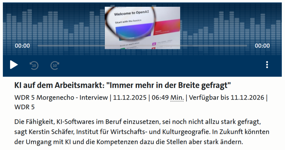 KI auf dem Arbeitsmarkt: „Immer mehr in der Breite gefragt“ – WDR5 Interview mit Kerstin&nbsp;Schäfer